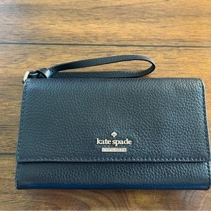 Kate Spade Pebbled Leather Wallet Wristlet Black